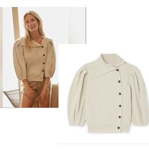 Goop G. Label • Segovia Side-button Puff-sleeve Sweater In Ivory